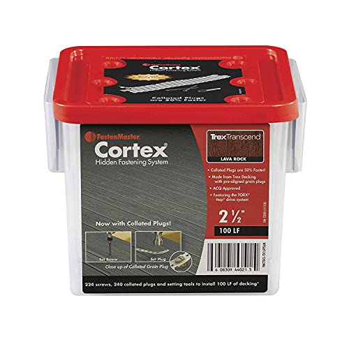 Sestavené spojovací prvky |   Fastenmaster Sestavené Cortex pro Trex Transcend Lava Rock Decking s šrouby 2-1/2″ na 1 lineární stopu Sestavené spojovací prvky Sestavené spojovací prvky